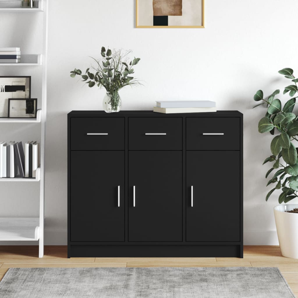 Credenza Nera 91x28x75 cm in Legno Multistrato | homemem39