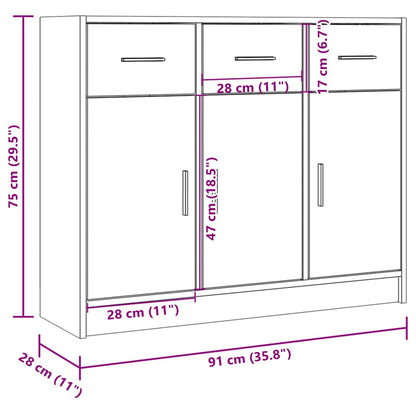 Credenza Rovere Sonoma 91x28x75 cm in Legno Multistrato | homemem39