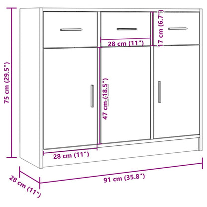 Credenza Rovere Sonoma 91x28x75 cm in Legno Multistrato