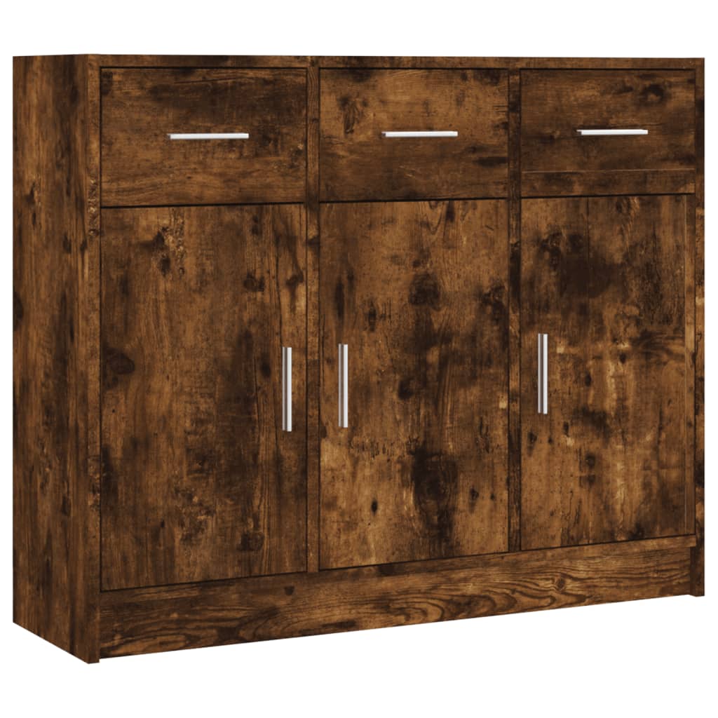 Credenza Rovere Fumo 91x28x75 cm in Legno Multistrato