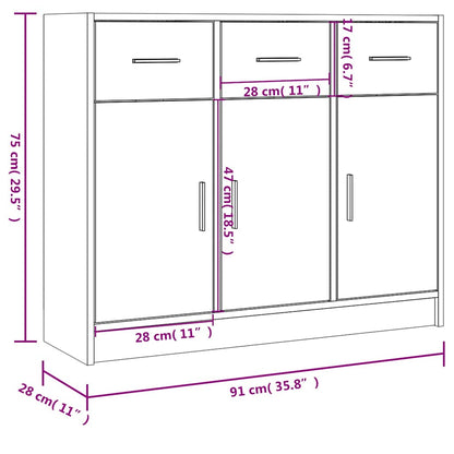 Credenza Rovere Fumo 91x28x75 cm in Legno Multistrato