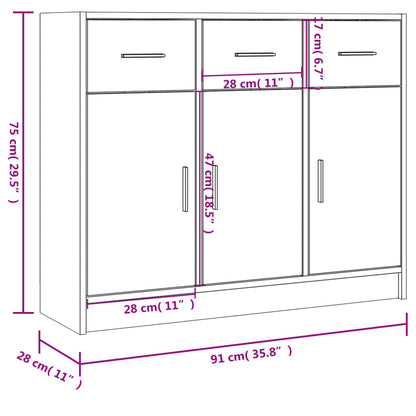Credenza Rovere Fumo 91x28x75 cm in Legno Multistrato