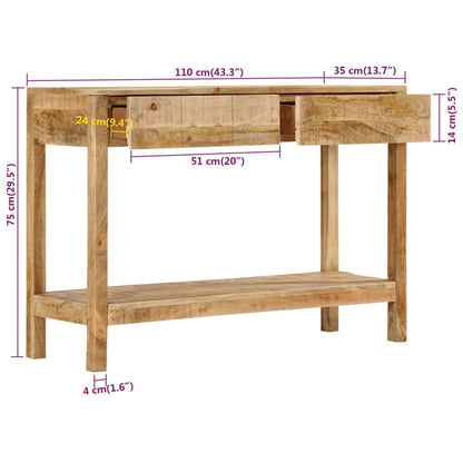 Tavolo Consolle con 2 Cassetti 110x35x75cm Legno Massello Mango | homemem39