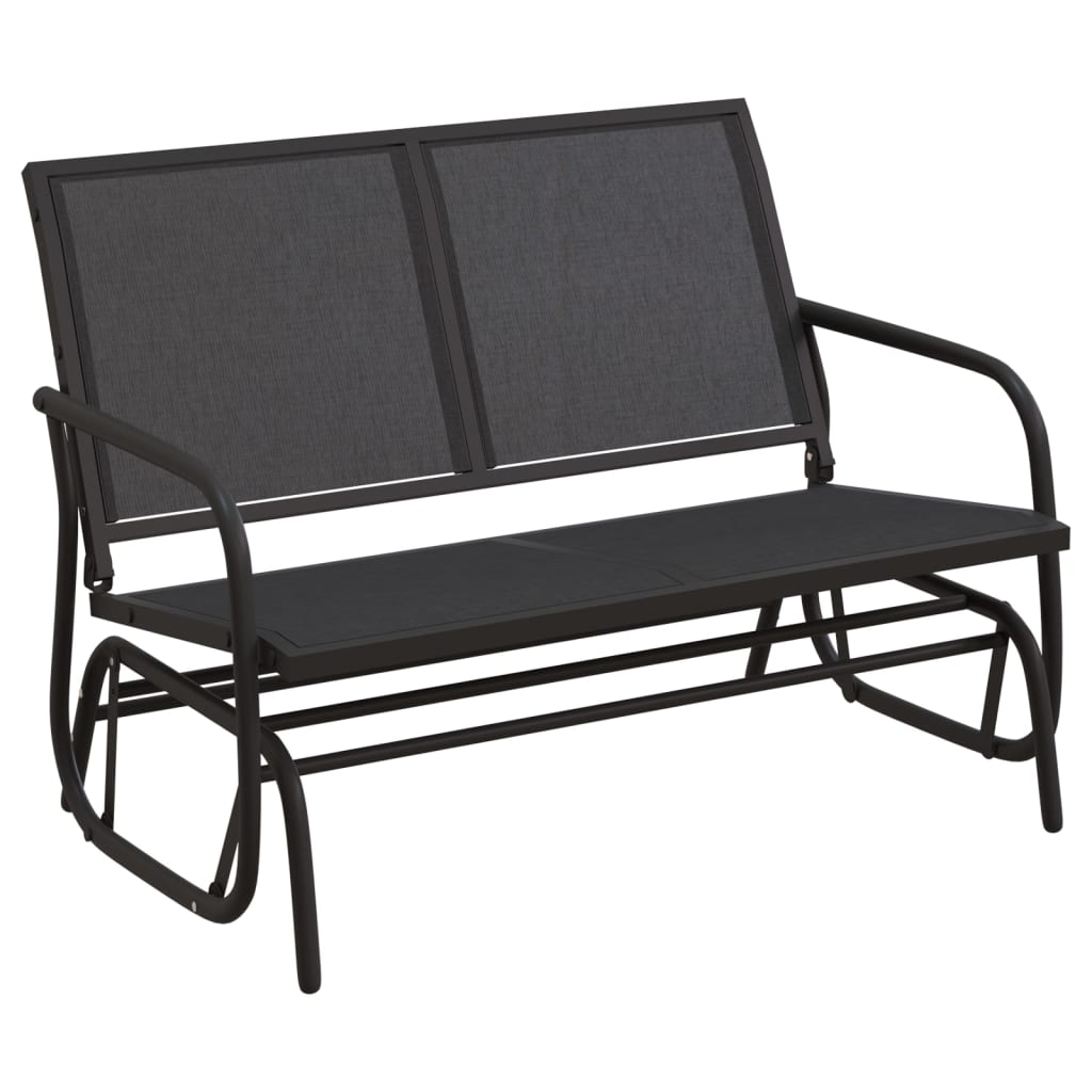 Set Mobili a Dondolo Giardino 3 pz Nero Textilene e Acciaio | homemem39
