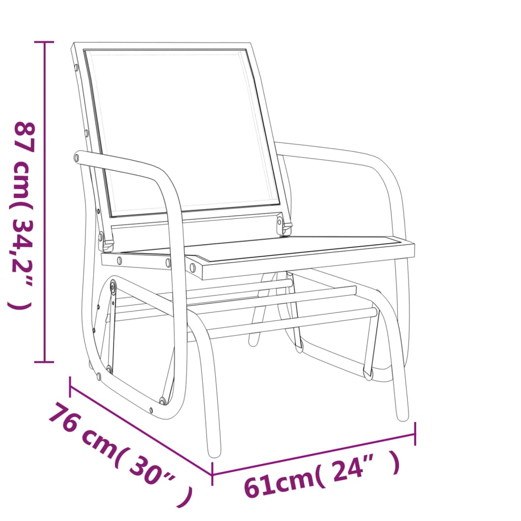 Set Mobili a Dondolo Giardino 3 pz Nero Textilene e Acciaio | homemem39
