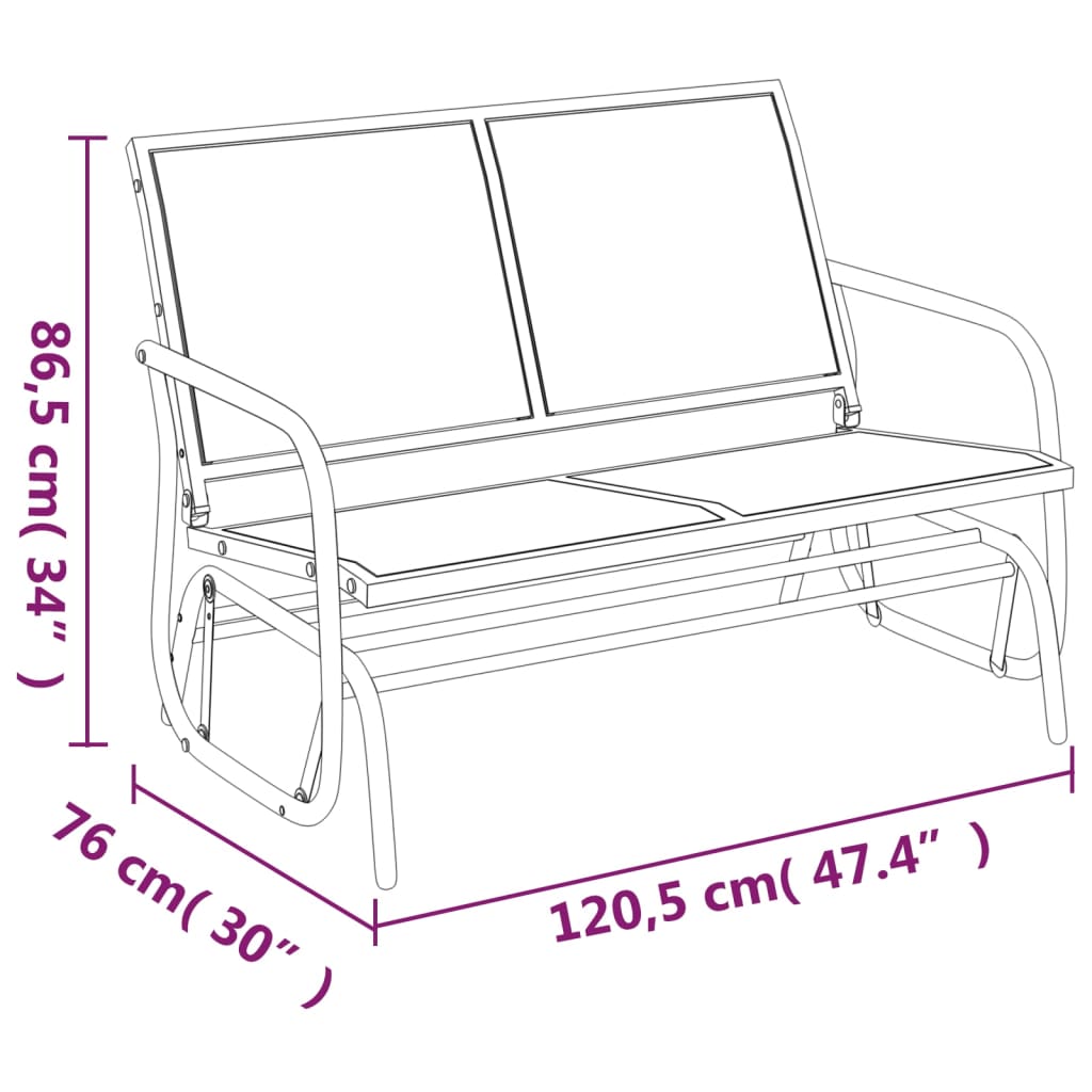 Set Mobili a Dondolo Giardino 3 pz Nero Textilene e Acciaio | homemem39