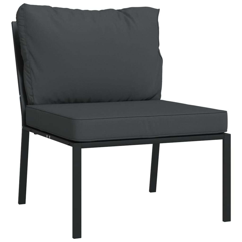 Set Salotto da Giardino 9 pz con Cuscini Grigi in Acciaio | homemem39