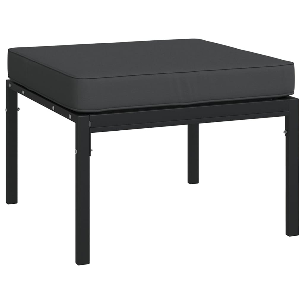 Set Salotto da Giardino 5pz con Cuscini Grigi in Acciaio | homemem39