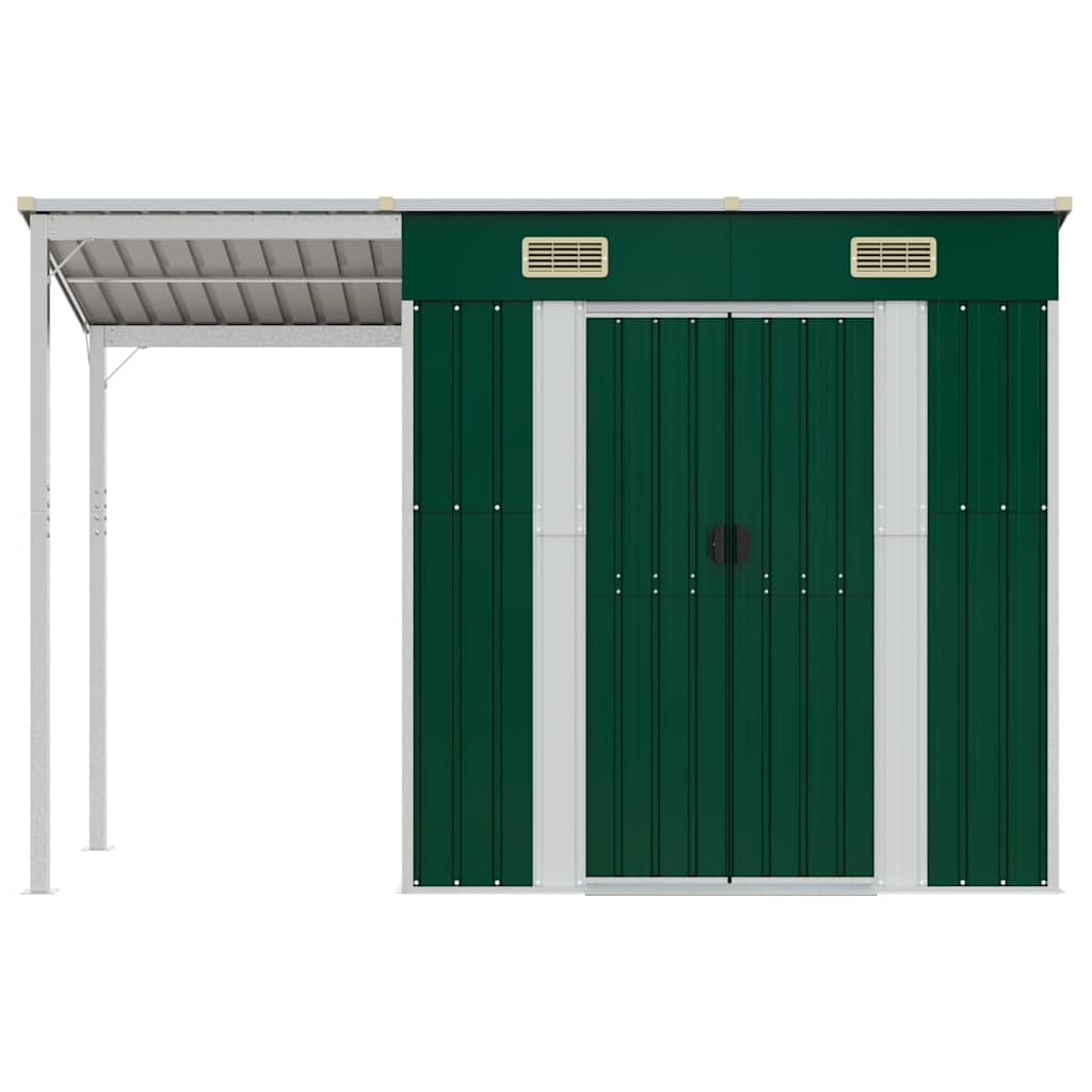 Capanno Giardino con Tetto Esteso Verde 277x107x181cm Acciaio - homemem39