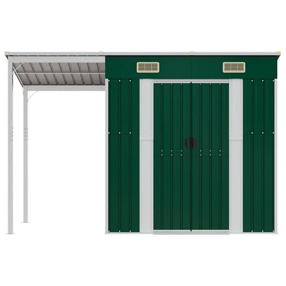 Capanno Giardino con Tetto Esteso Verde 277x107x181cm Acciaio - homemem39