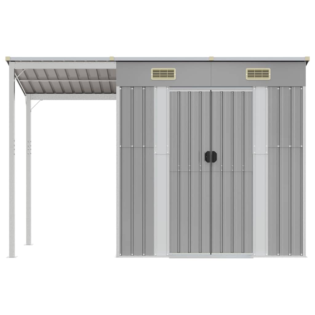 Capannone Tetto Esteso Grigio Chiaro 277x107x181cm Acciaio - homemem39
