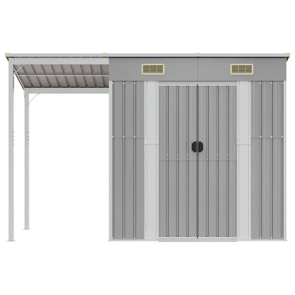 Capannone Tetto Esteso Grigio Chiaro 277x107x181cm Acciaio - homemem39
