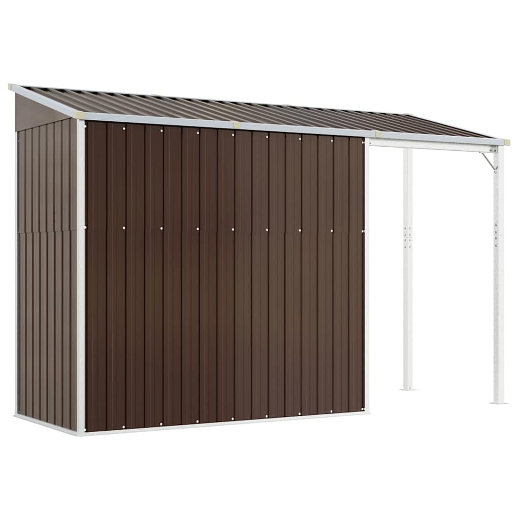 Capanno Giardino Tetto Esteso Marrone 277x107x181cm Acciaio | homemem39