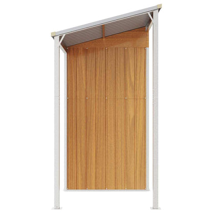Capannone Tetto Esteso Marrone Chiaro 277x107x181cm Acciaio