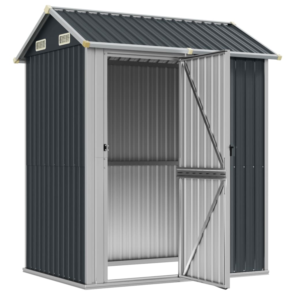 Casetta da giardino antracite 192x152,5x237 cm in acciaio zincato | homemem39