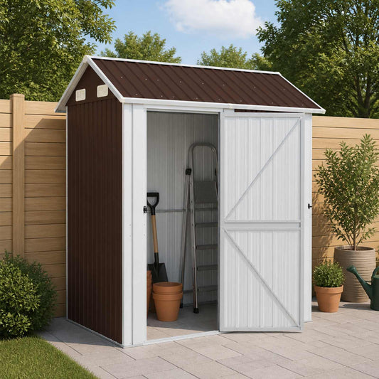 Capanno da Giardino Marrone 192x152,5x237 cm Acciaio Zincato | homemem39