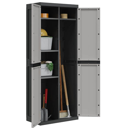 Armadio da Esterno Grigio e Nero 65x37x165 cm in PP