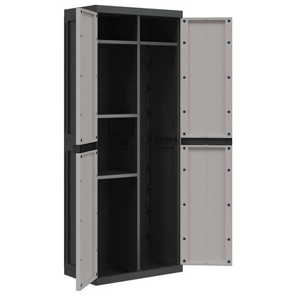 Armadio da Esterno Grigio e Nero 65x37x165 cm in PP