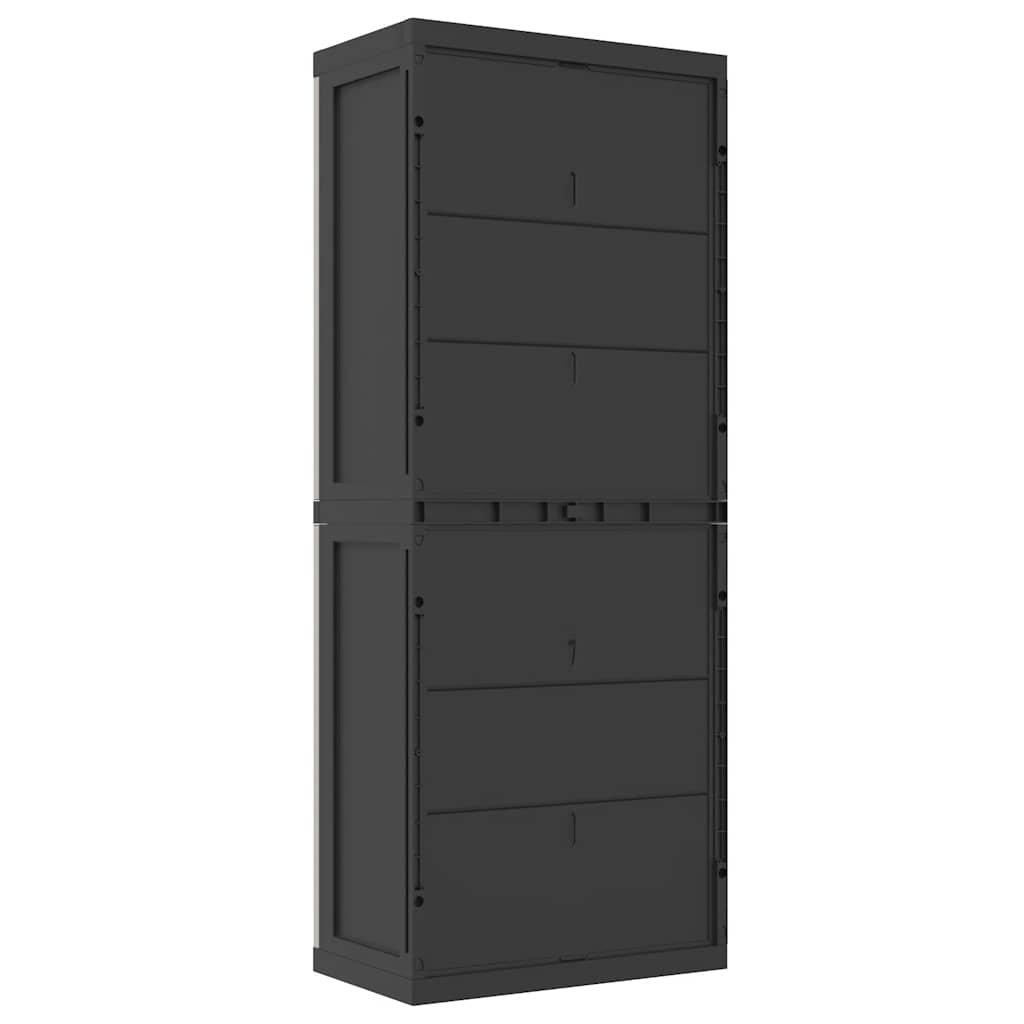 Armadio da Esterno Grigio e Nero 65x37x165 cm in PP