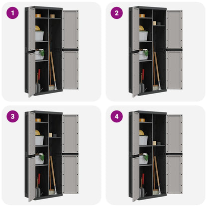 Armadio da Esterno Grigio e Nero 65x37x165 cm in PP | homemem39