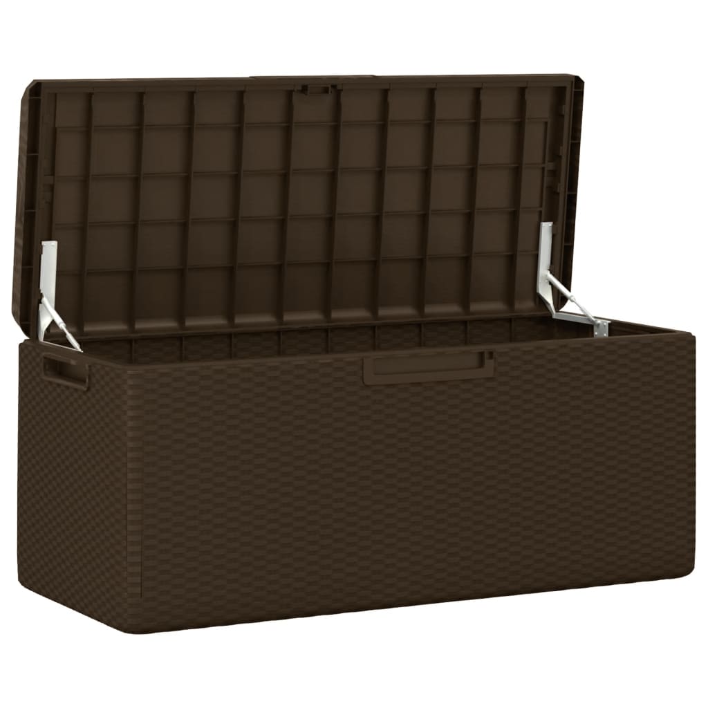 Baule da Giardino con Cuscino Seduta Marrone 350 L in PP | homemem39