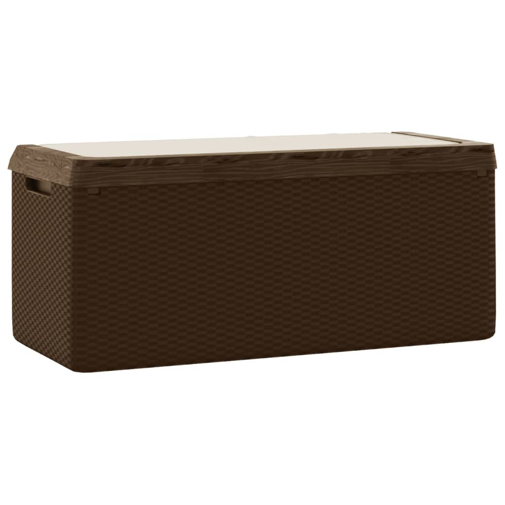 Baule da Giardino con Cuscino Seduta Marrone 350 L in PP | homemem39