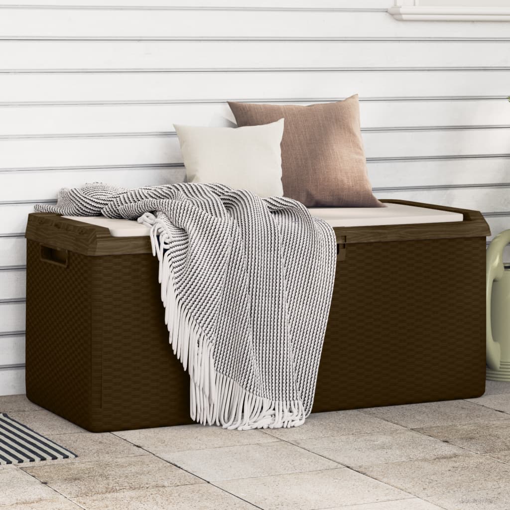 Baule da Giardino con Cuscino Seduta Marrone 350 L in PP | homemem39
