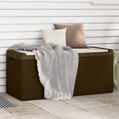 Baule da Giardino con Cuscino Seduta Marrone 350 L in PP | homemem39