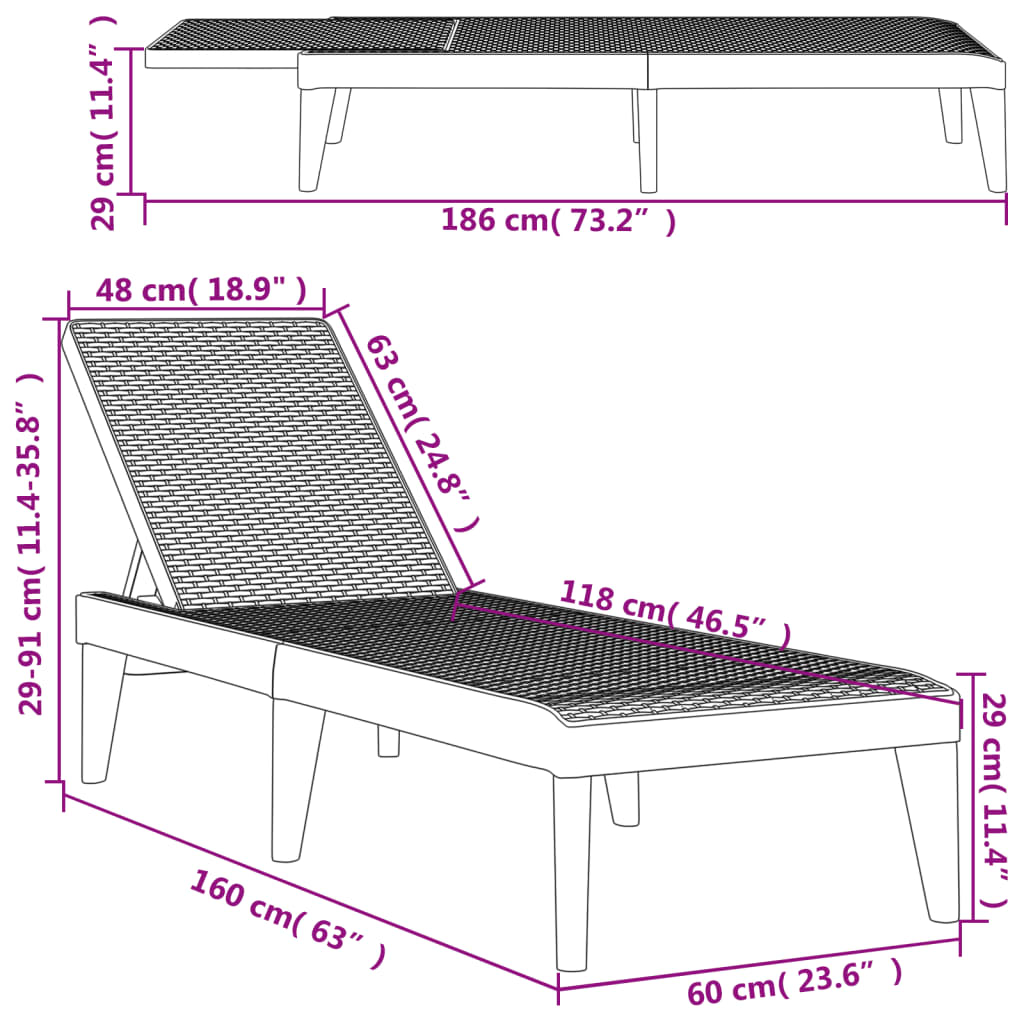 Cappuccino cot 186x60x29 cm in PP