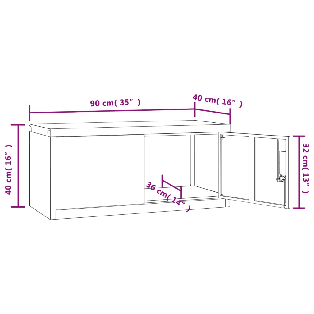 Armadio Classificatore Grigio Chiaro 90x40x40 cm in Acciaio