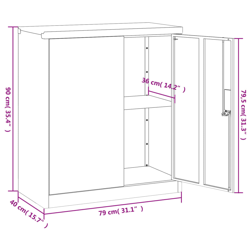 Armadio Classificatore Bianco 79x40x90 cm in Acciaio