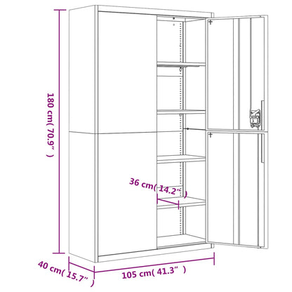 Armadio Classificatore Nero 105x40x180 cm in Acciaio