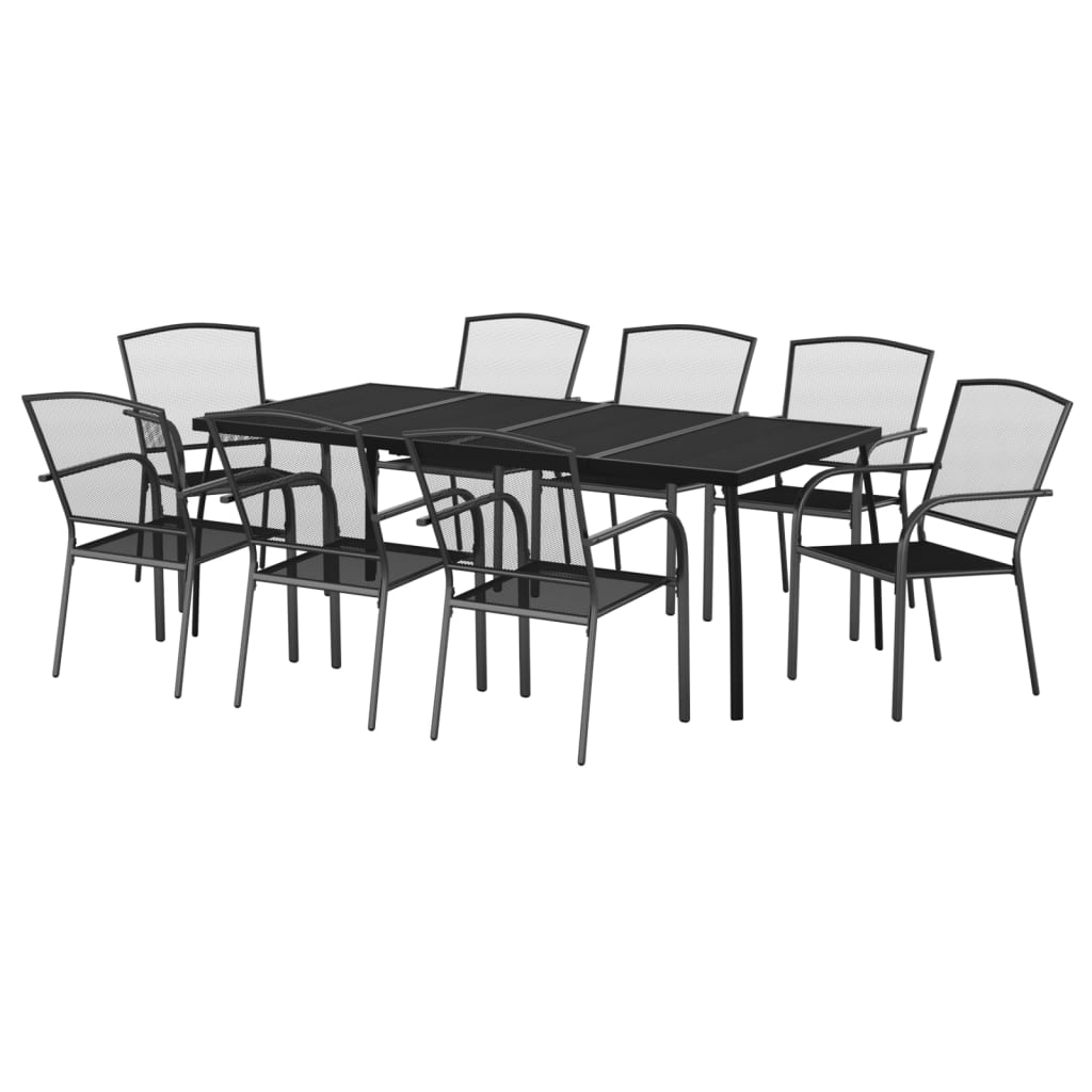 Set da Pranzo da Giardino 9 pz in Acciaio Antracite | homemem39