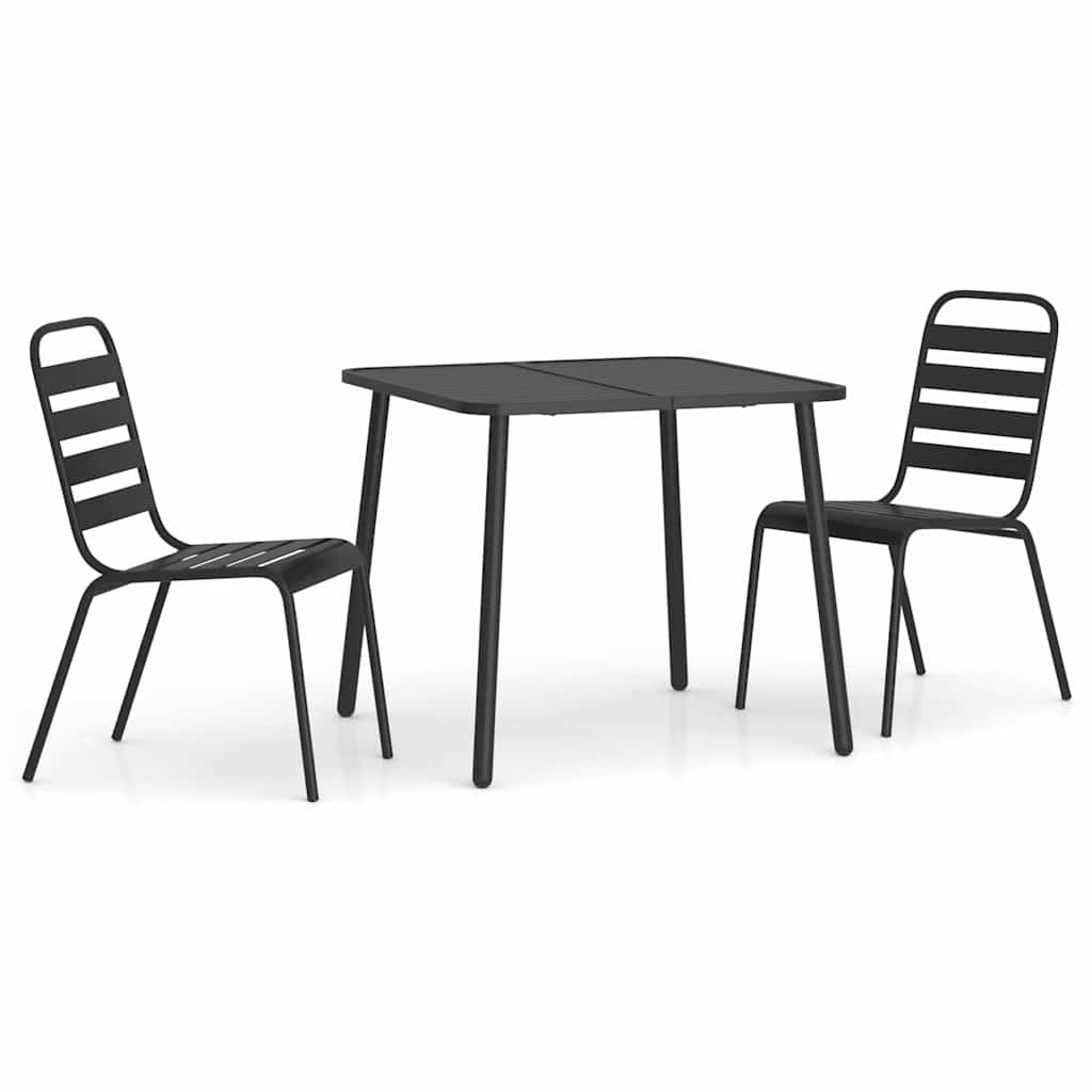 Set da Pranzo da Giardino 3 pz in Acciaio Antracite | homemem39