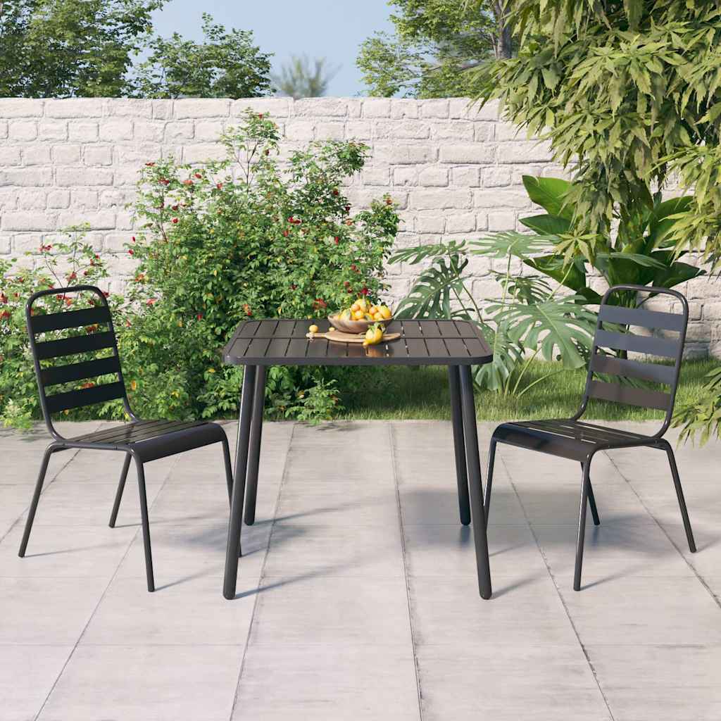 Set da Pranzo da Giardino 3 pz in Acciaio Antracite | homemem39