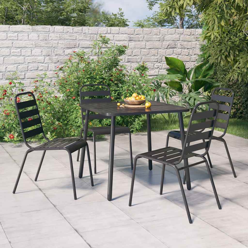 Set da Pranzo da Giardino 5 pz in Acciaio Antracite | homemem39