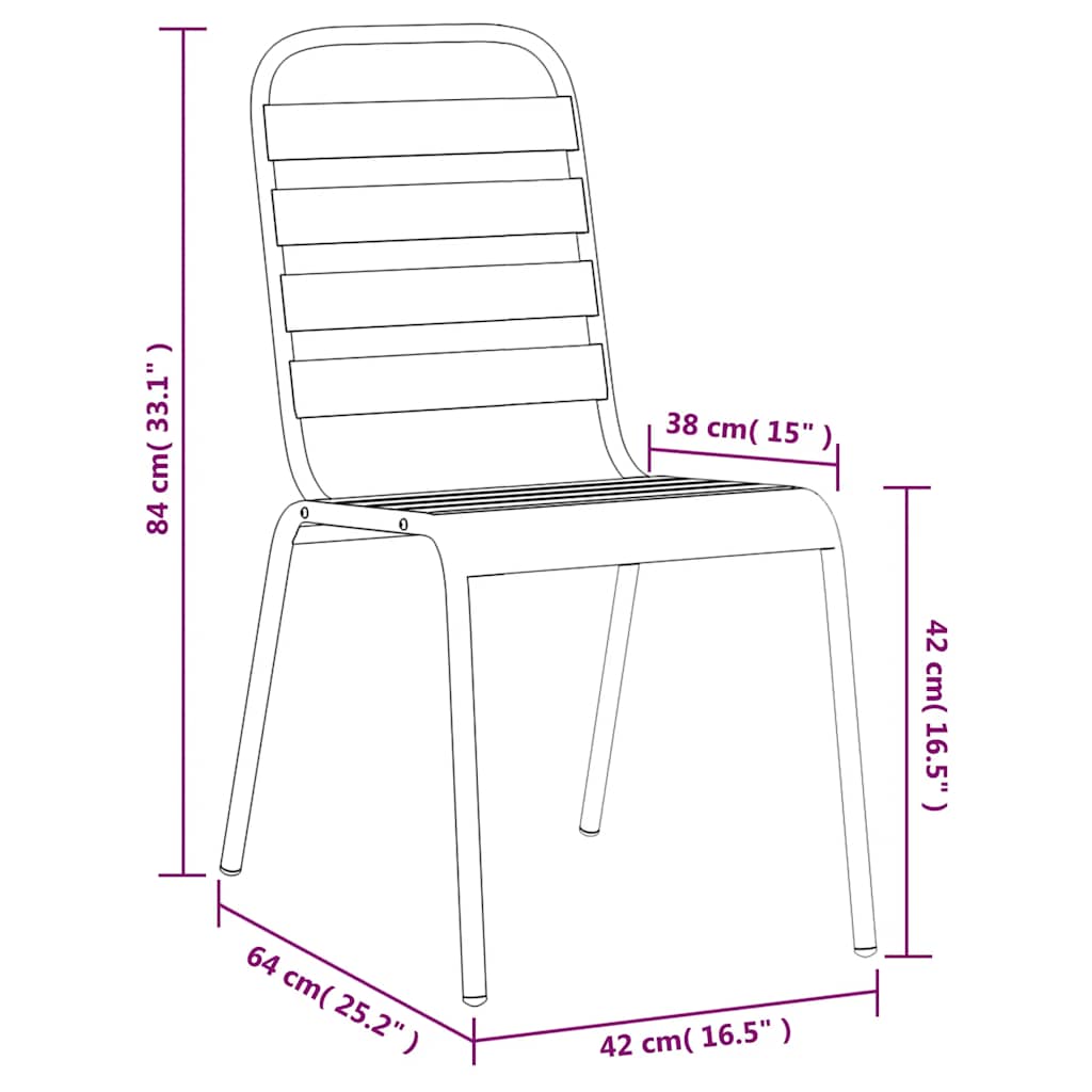 Set da Pranzo da Giardino 5 pz in Acciaio Antracite | homemem39
