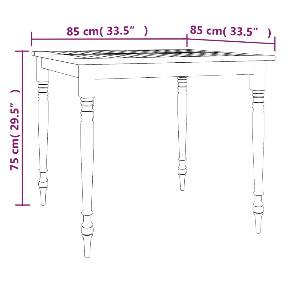 Tavolo Batavia 85x85x75 cm Legno Massello di Teak