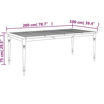 Tavolo Batavia 200x100x75 cm in Legno Massello di Teak