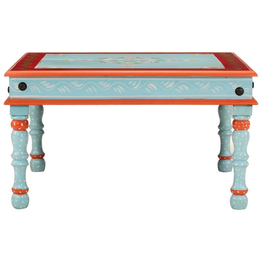 Tavolino Salotto Blu Dipinto a Mano in Legno Massello di Mango | homemem39