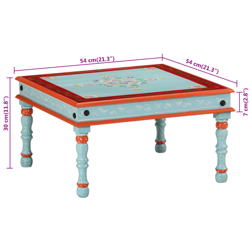 Tavolino Salotto Blu Dipinto a Mano in Legno Massello di Mango | homemem39