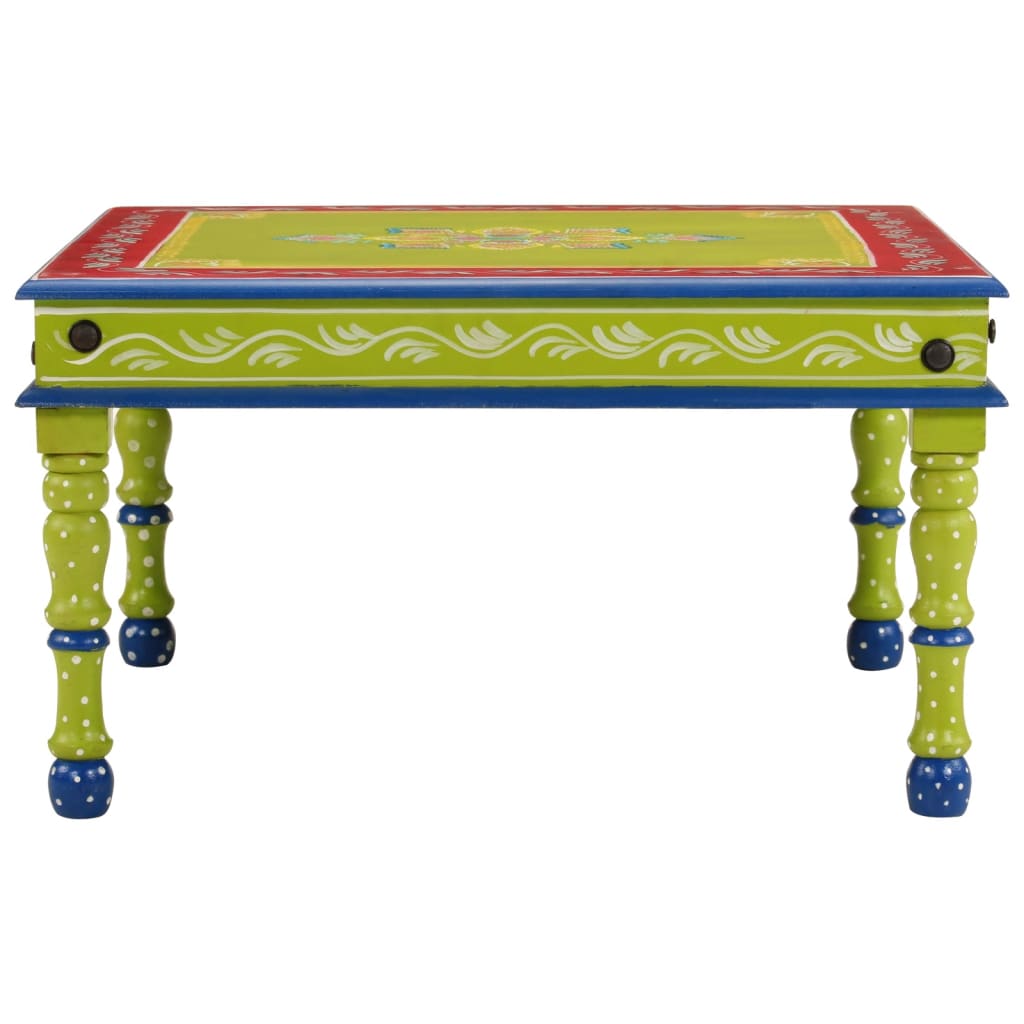 Tavolino Salotto Verde Dipinto a Mano Legno Massello di Mango | homemem39