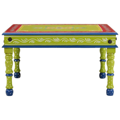 Tavolino Salotto Verde Dipinto a Mano Legno Massello di Mango | homemem39