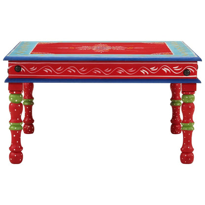 Tavolino Salotto Rosso Dipinto a Mano Legno Massello di Mango | homemem39