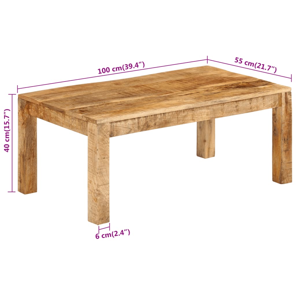 Tavolino da Salotto 100x55x40 cm in Legno Massello di Mango