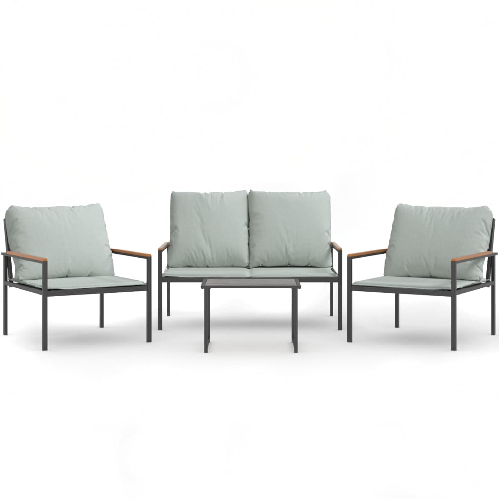 Set Salotto da Giardino 4 pz con Cuscini in Acciaio Antracite