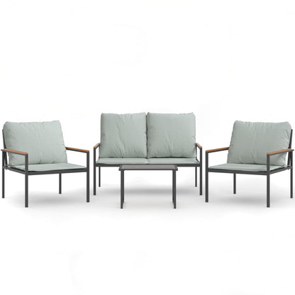 Set Salotto da Giardino 4 pz con Cuscini in Acciaio Antracite