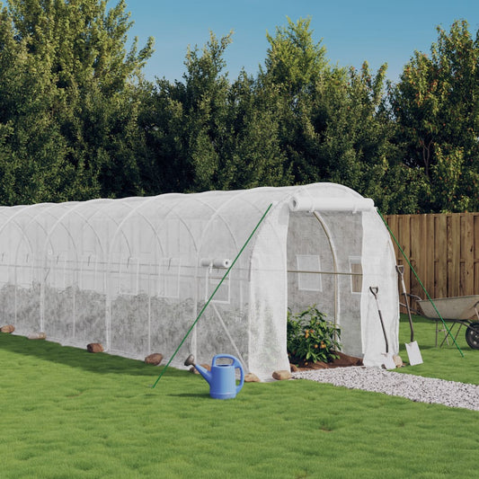 Serra con Telaio in Acciaio Bianco 48 m² 24x2x2 m | homemem39