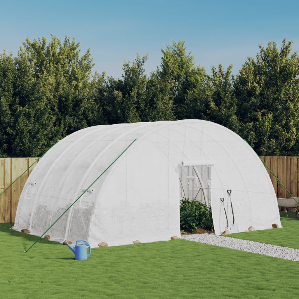 Serra con struttura in acciaio bianca 24 m² 6x4x2,85 m | homemem39