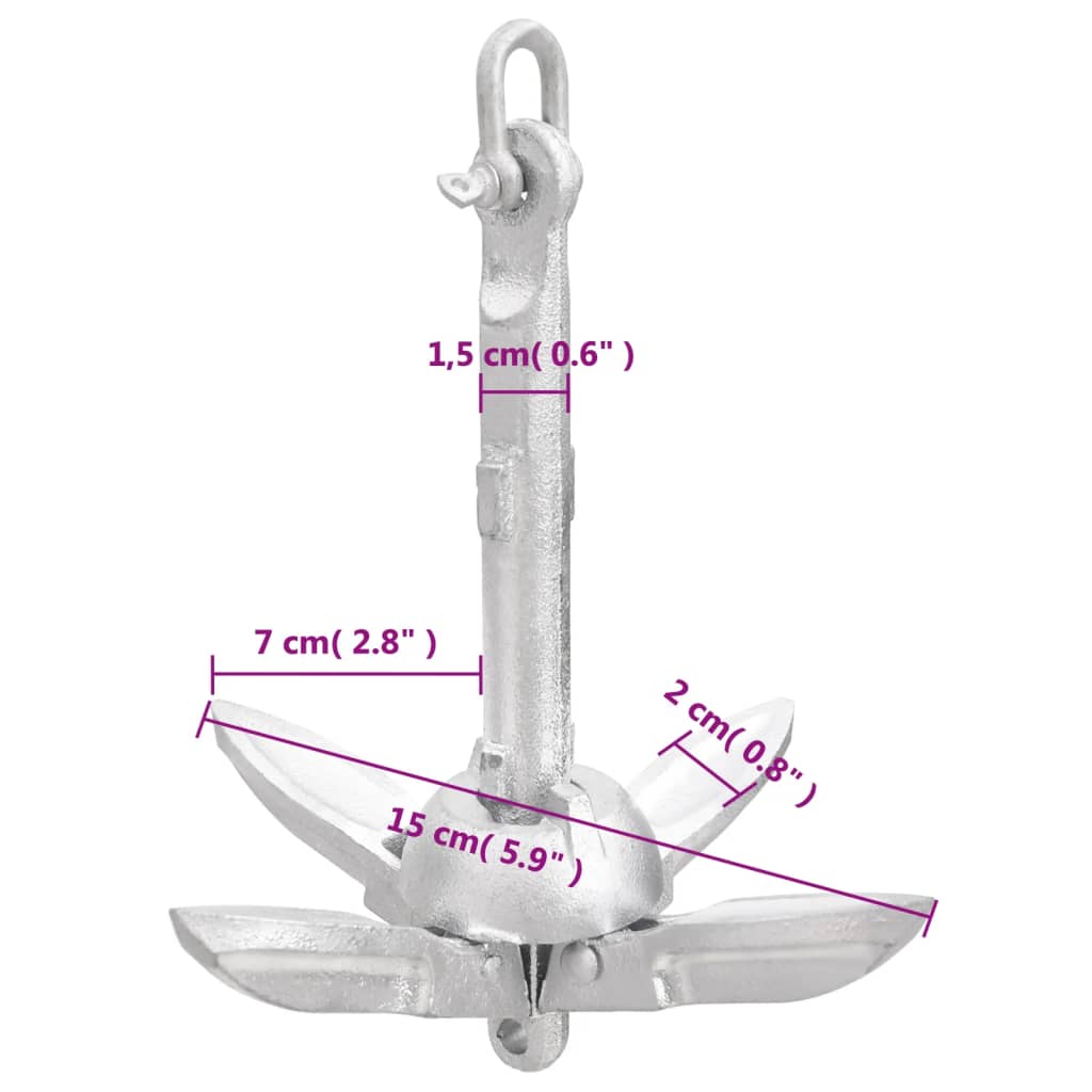 Ancora Pieghevole Argento 0,7 kg in Ghisa Zincata a Caldo | homemem39